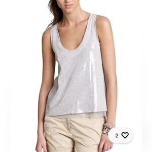 J. Crew Collection Tissue Sequin Tank in Silver/Light Grey Size Medium